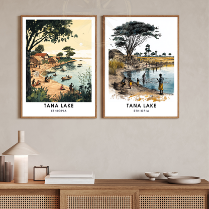 Affiche Lac Tana | Poster de voyage Éthiopie | Affiche Lac