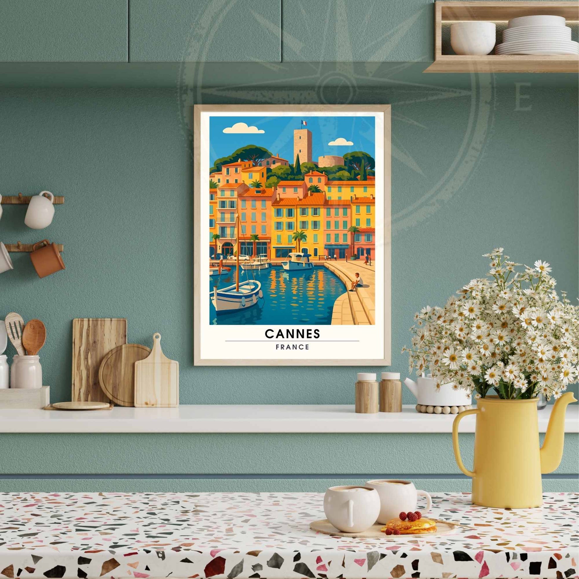 Affiche Cannes | Impression Cannes | Affiche de voyage France | Port de Cannes 