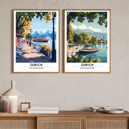 Affiche Zurich | Poster de voyage Suisse | Affiche Suisse