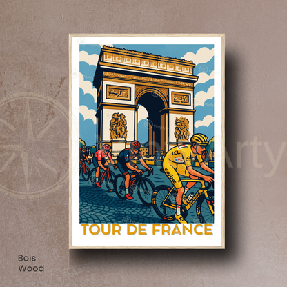 Affiche Tour de France – Poster Paris cyclisme – Illustration Arc de Triomphe vélo course