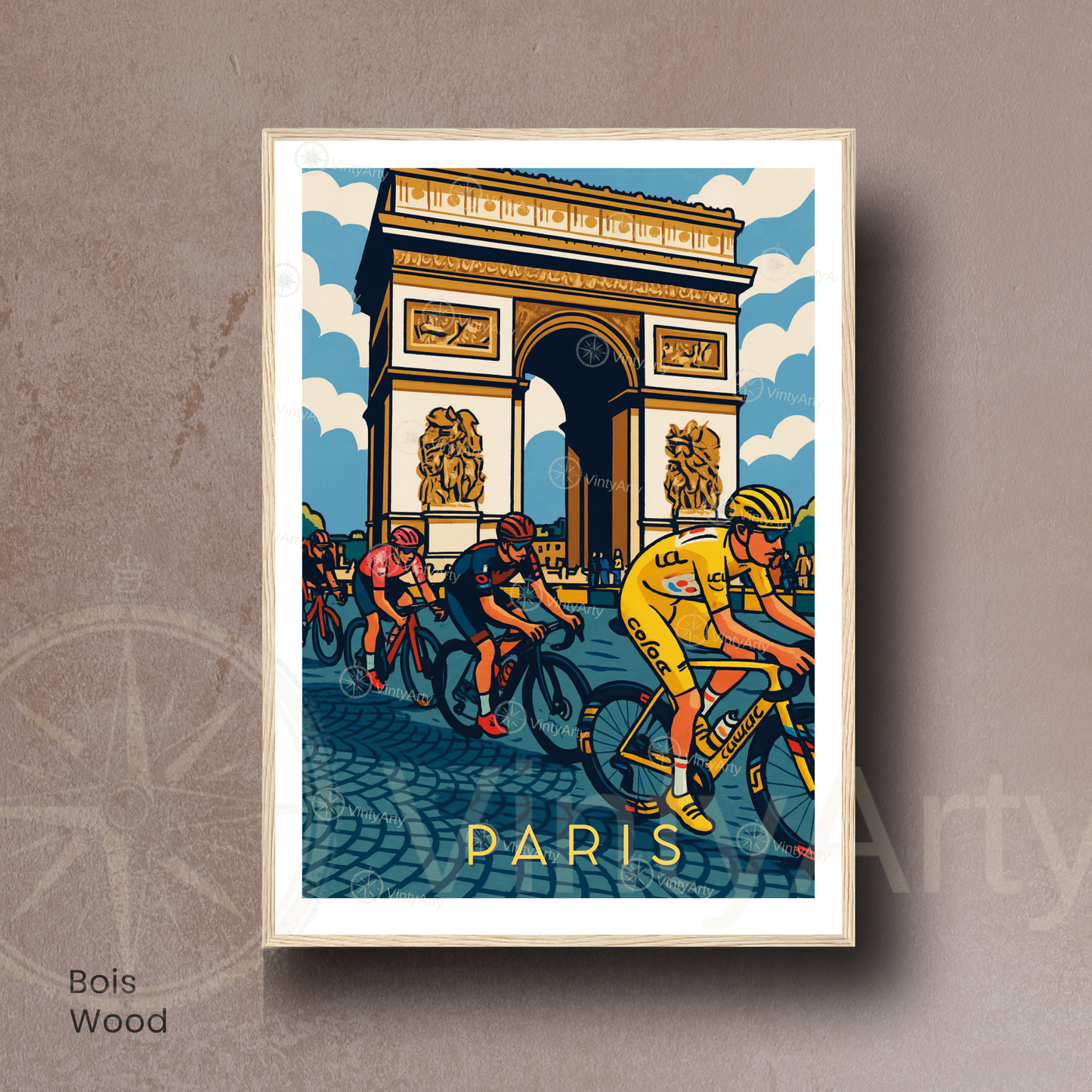Affiche Tour de France –  Illustration Arc de Triomphe vélo course