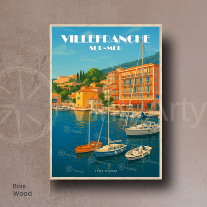 Affiche Villefranche-sur-Mer | Décoration de voyage France | Affiche Côte d'Azur