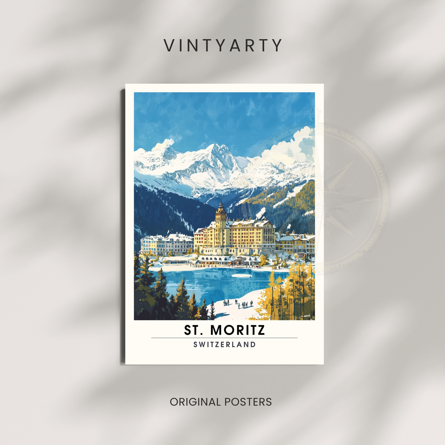 Affiche Saint-Moritz, Suisse | impression Saint-Moritz, Affiche de ski