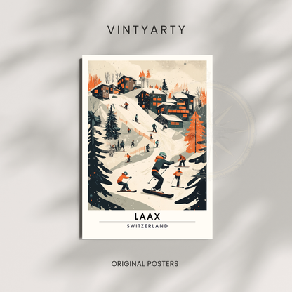 Affiche Laax, Suisse | impression de voyage Laax, Affiche de ski