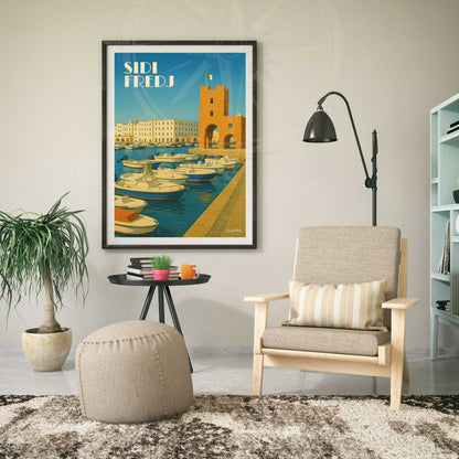 Affiche Alger | impression Alger | Sidi Fredj | Affiche de voyage Algérie