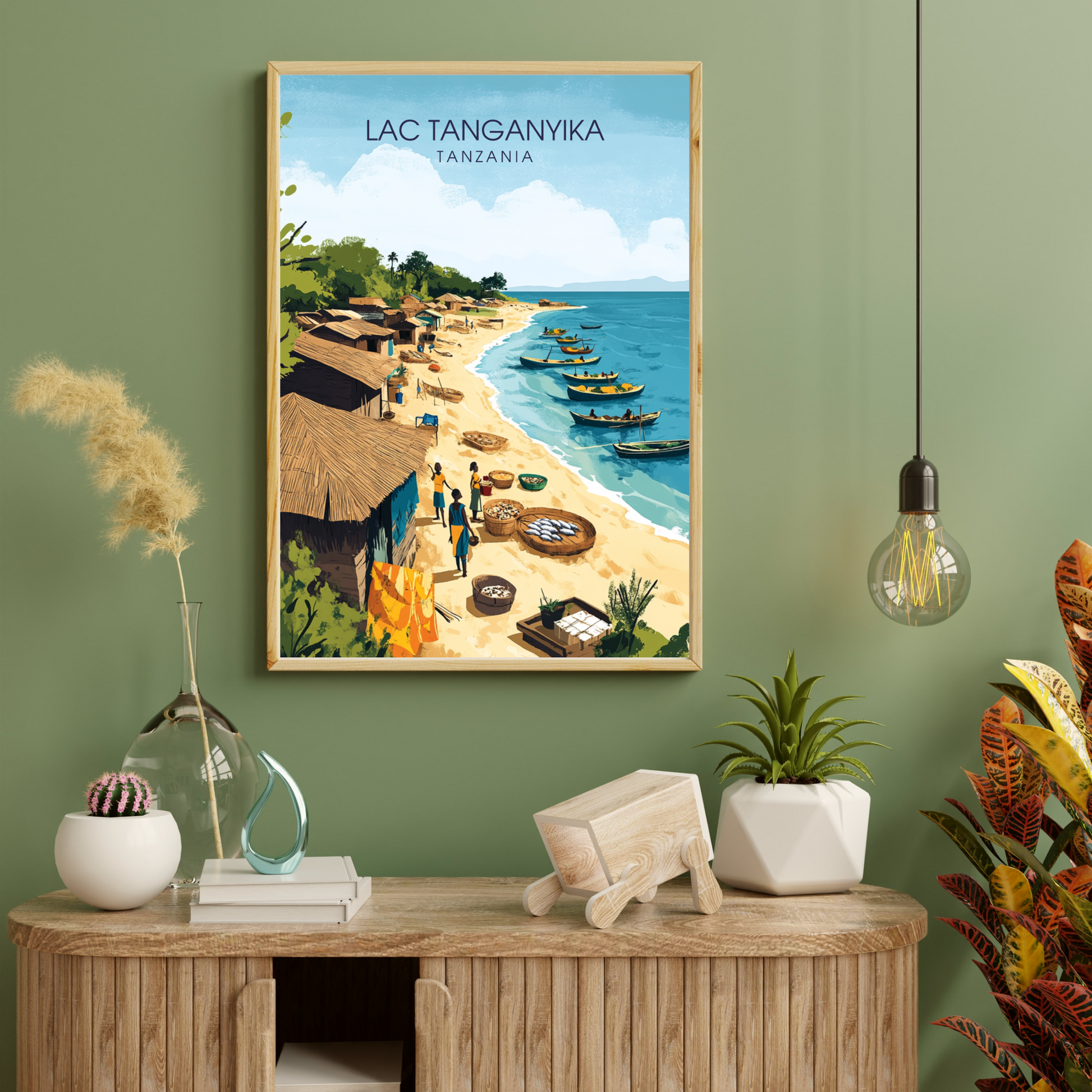 Affiche Lac Tanganyika | Poster de voyage Tanzanie | Affiche Lac