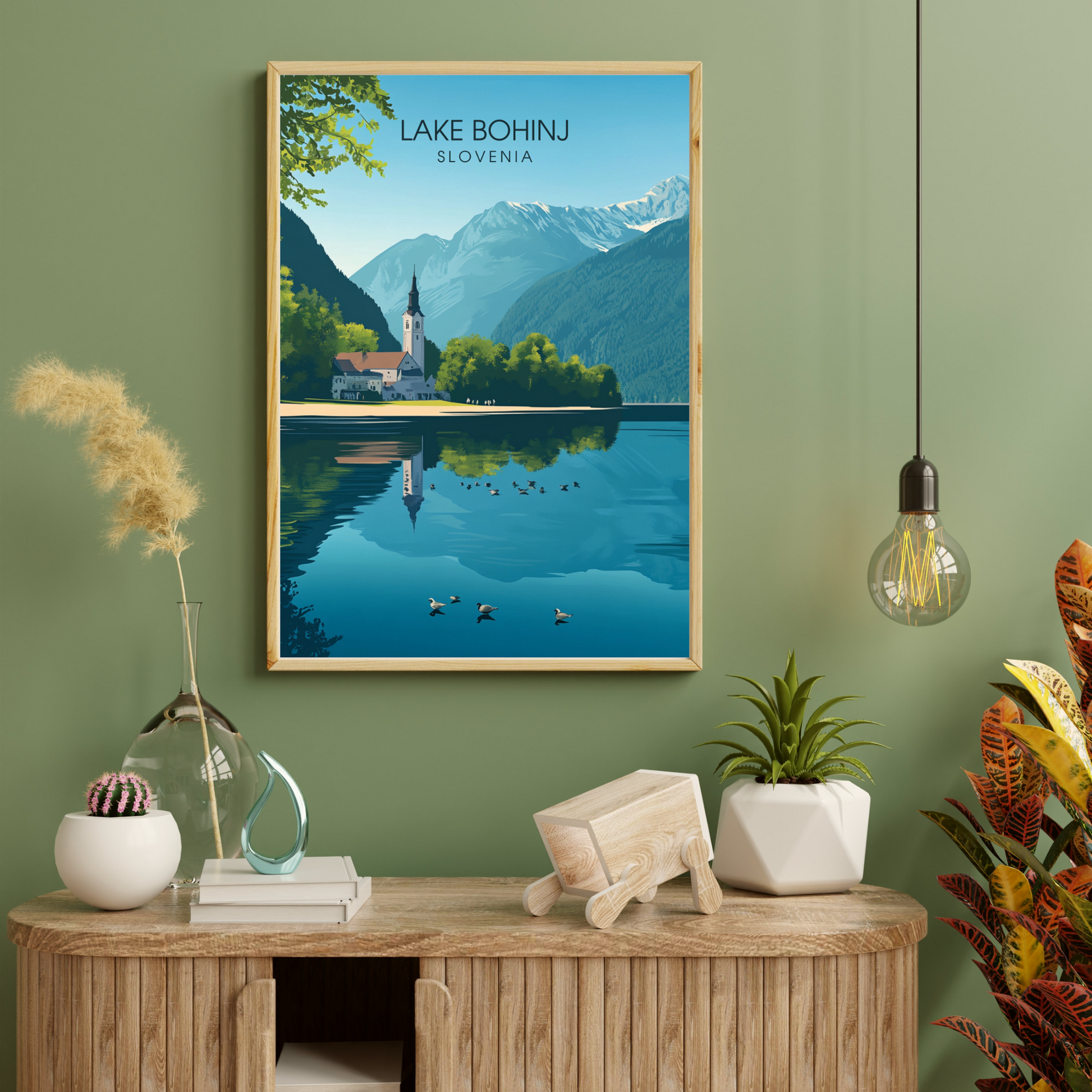 Affiche Lac Bohinj | Poster de voyage Slovénie | Affiche Lac