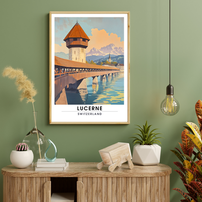 Affiche Lucerne | Poster de voyage Suisse | Affiche Suisse