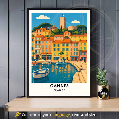 Affiche Cannes | Impression Cannes | Affiche de voyage France | Port de Cannes 