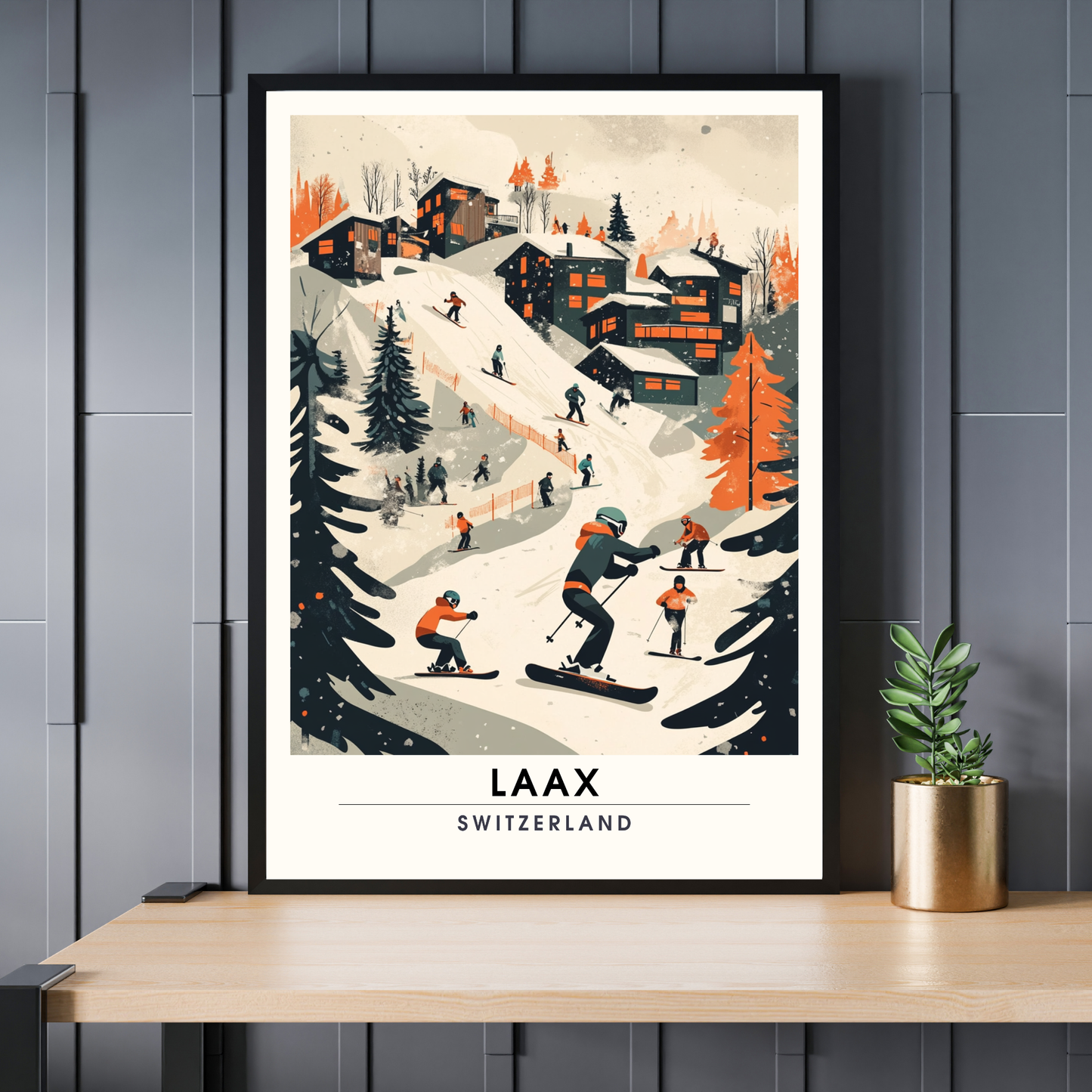Affiche Laax, Suisse | impression de voyage Laax, Affiche de ski