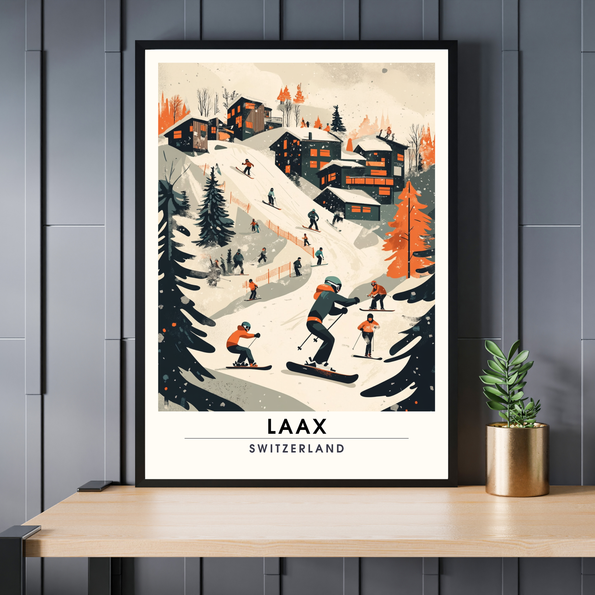 Affiche Laax, Suisse | impression de voyage Laax, Affiche de ski