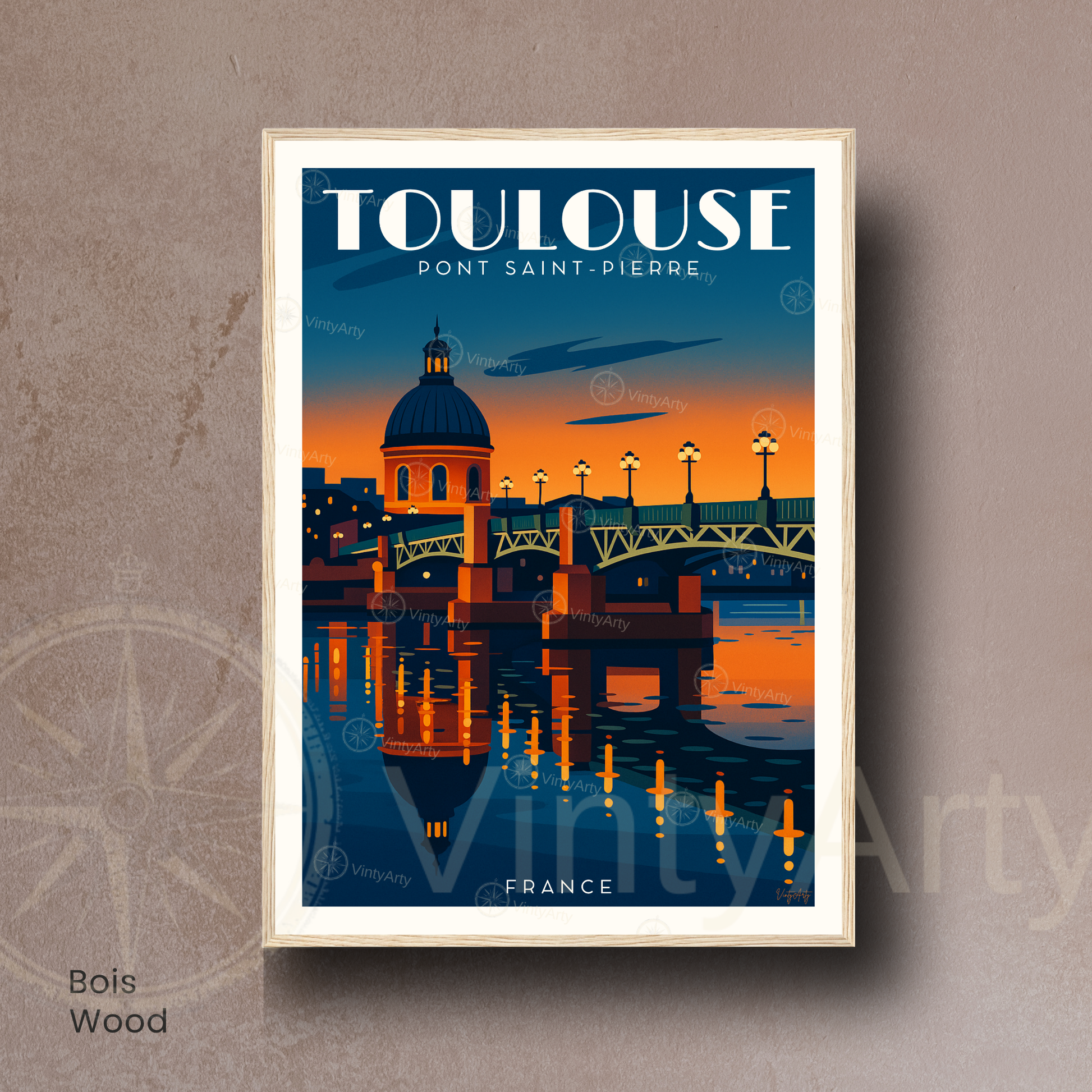 Affiche Toulouse – Cadre bois 