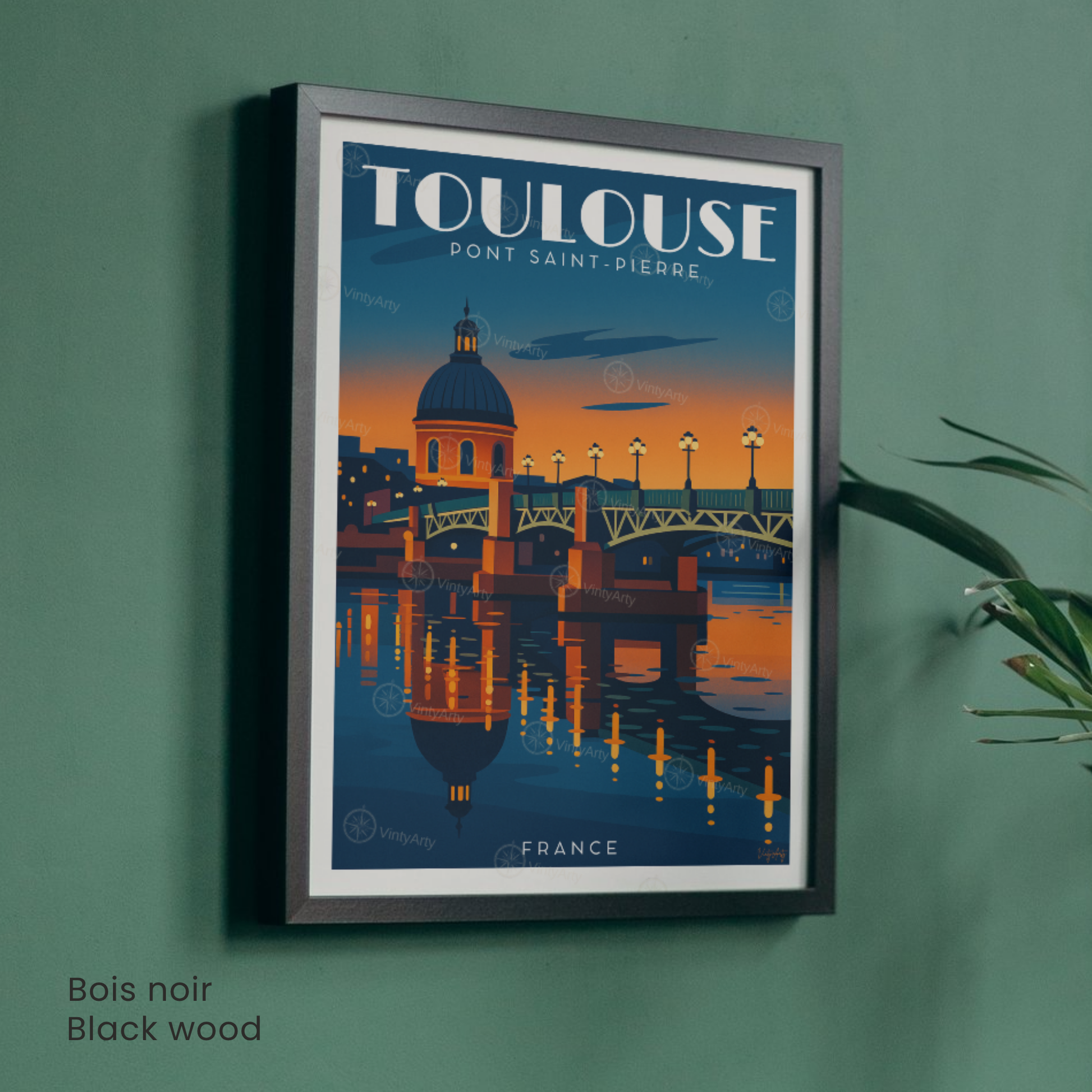 Affiche Toulouse – Cadre bois noir