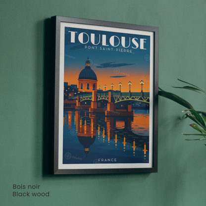 Affiche Toulouse – Cadre bois noir