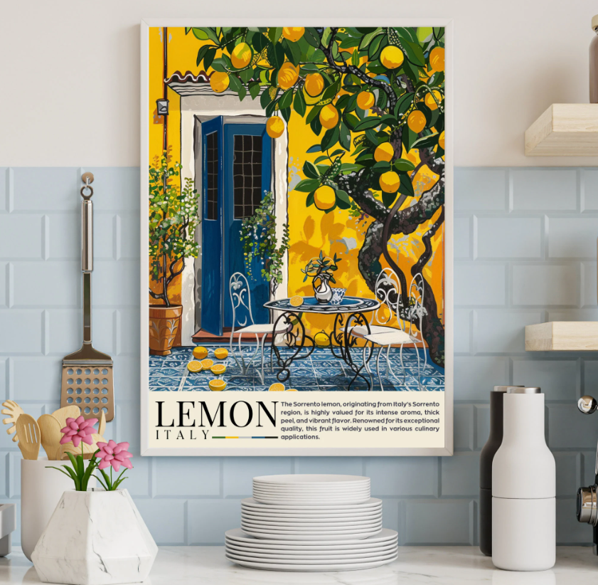 Affiche cuisine | Affiche Citron | Affiche Italie | Souvenir de voyage | Affiche Sorrento Lemon Amalfi | Impression de voyage Italie