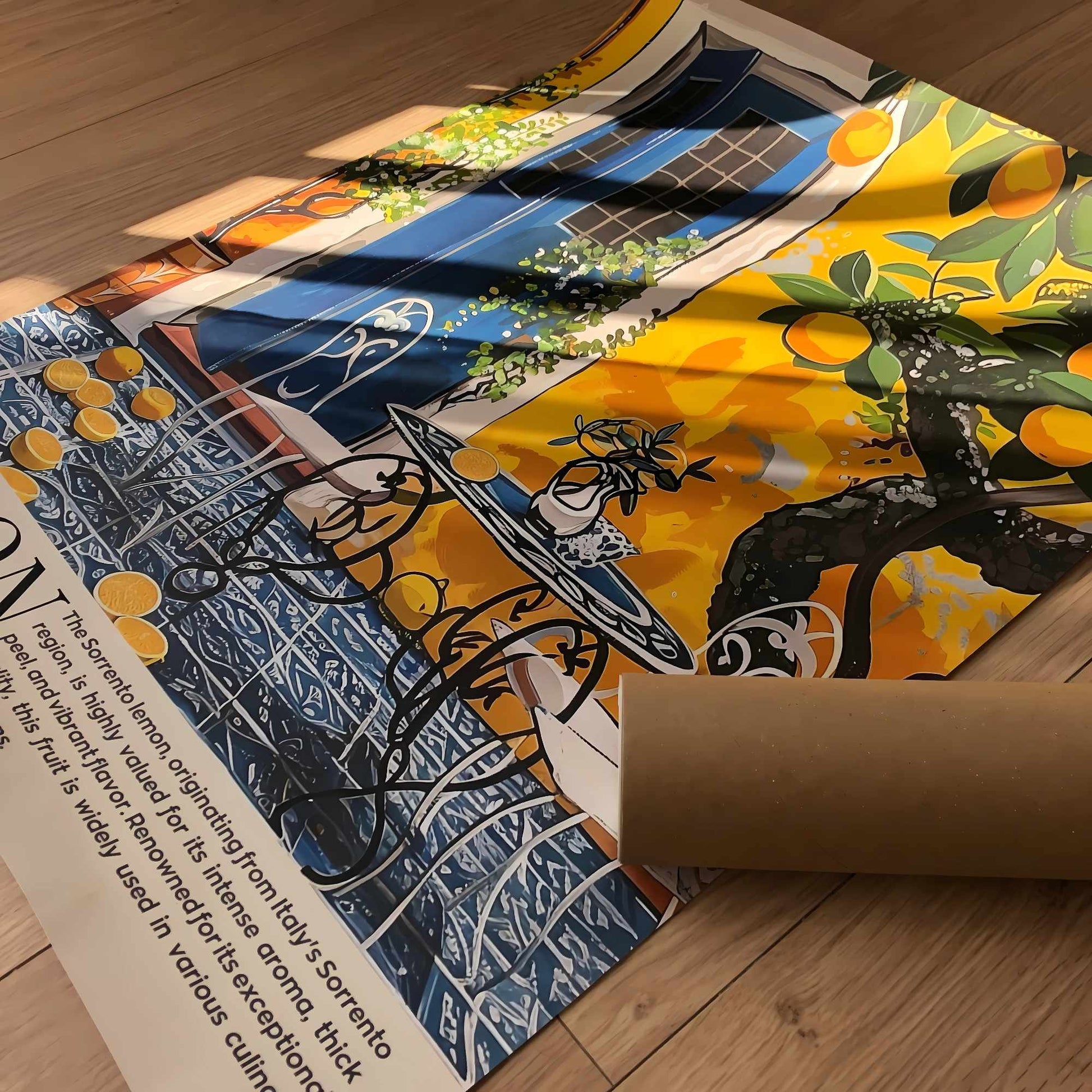 Photo réelle d'une affiche personnalisée imprimée, papier premium et tube d'expédition