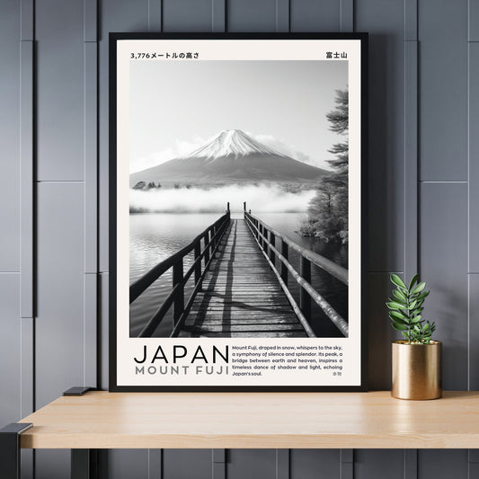 Affiche Mont Fuji | Affiche Japon noir et blanc | impression Japon | Impression Mont Fuji, Japon