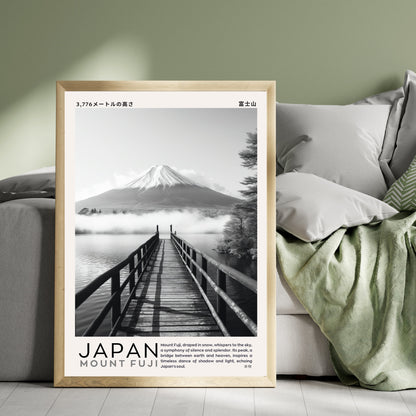 Affiche Mont Fuji | Affiche Japon noir et blanc | impression Japon | Impression Mont Fuji, Japon
