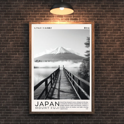 Affiche Mont Fuji | Affiche Japon noir et blanc | impression Japon | Impression Mont Fuji, Japon