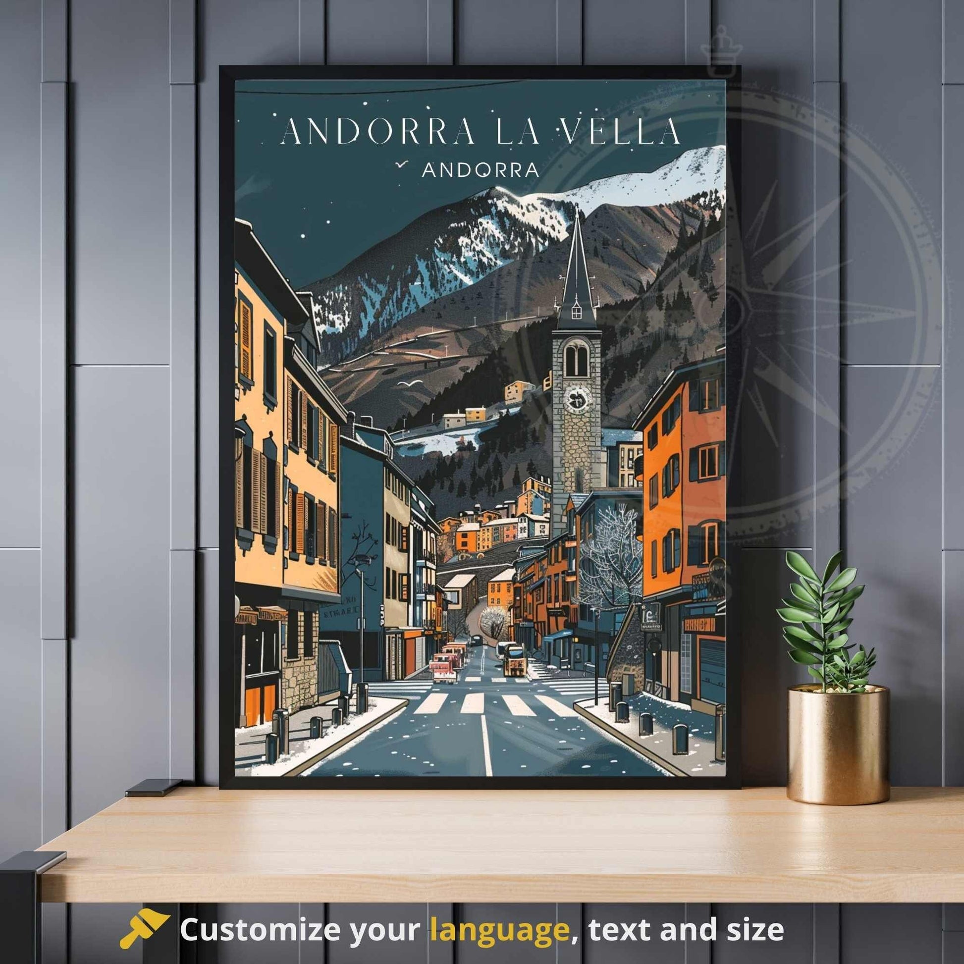 Affiche Andorre - Affiche Andorre-la-Vieille - impression de voyage Andorre-la-Vieille