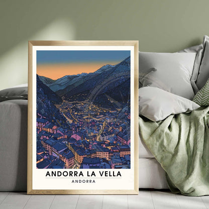 Affiche Andorre - Affiche Andorre-la-Vieille - impression de voyage Andorre-la-Vieille nuit