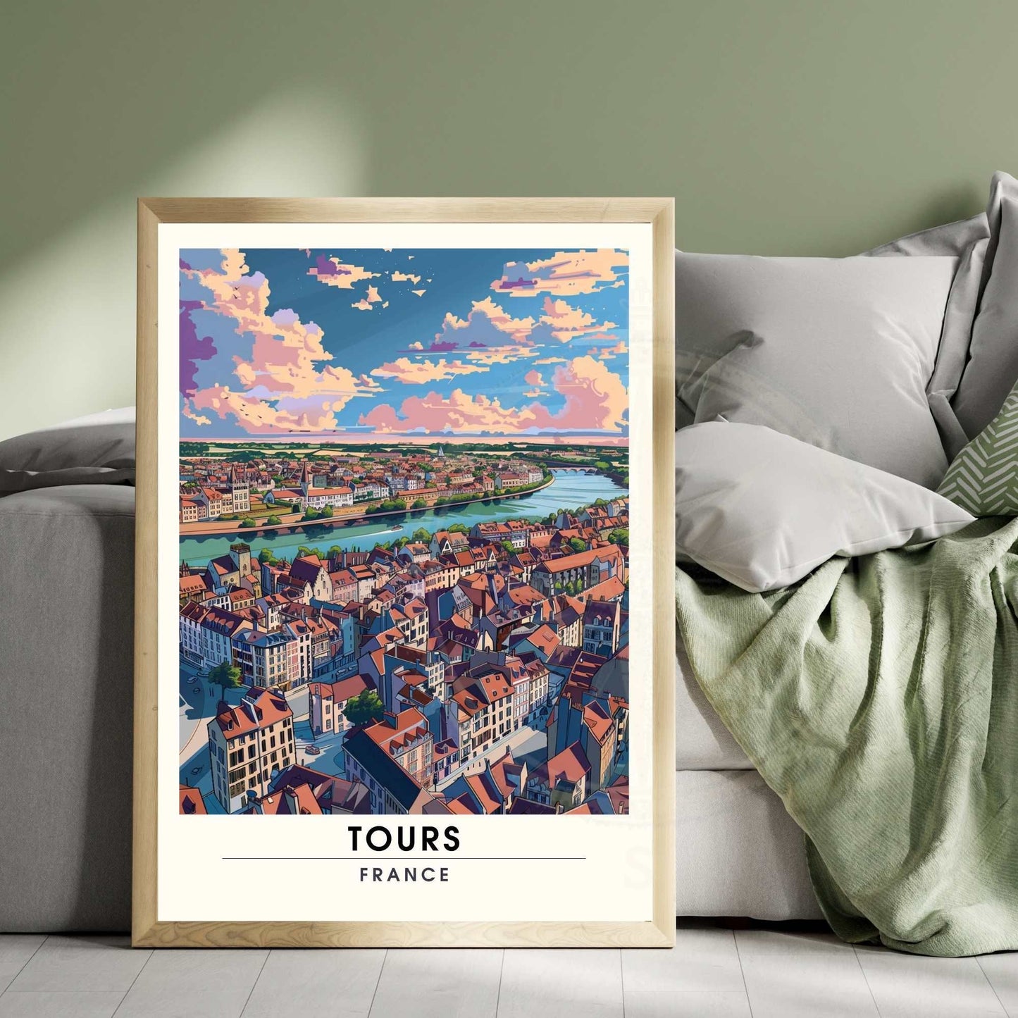 Affiche Tours - impression de voyage Tours, France - Vue sur la Loire