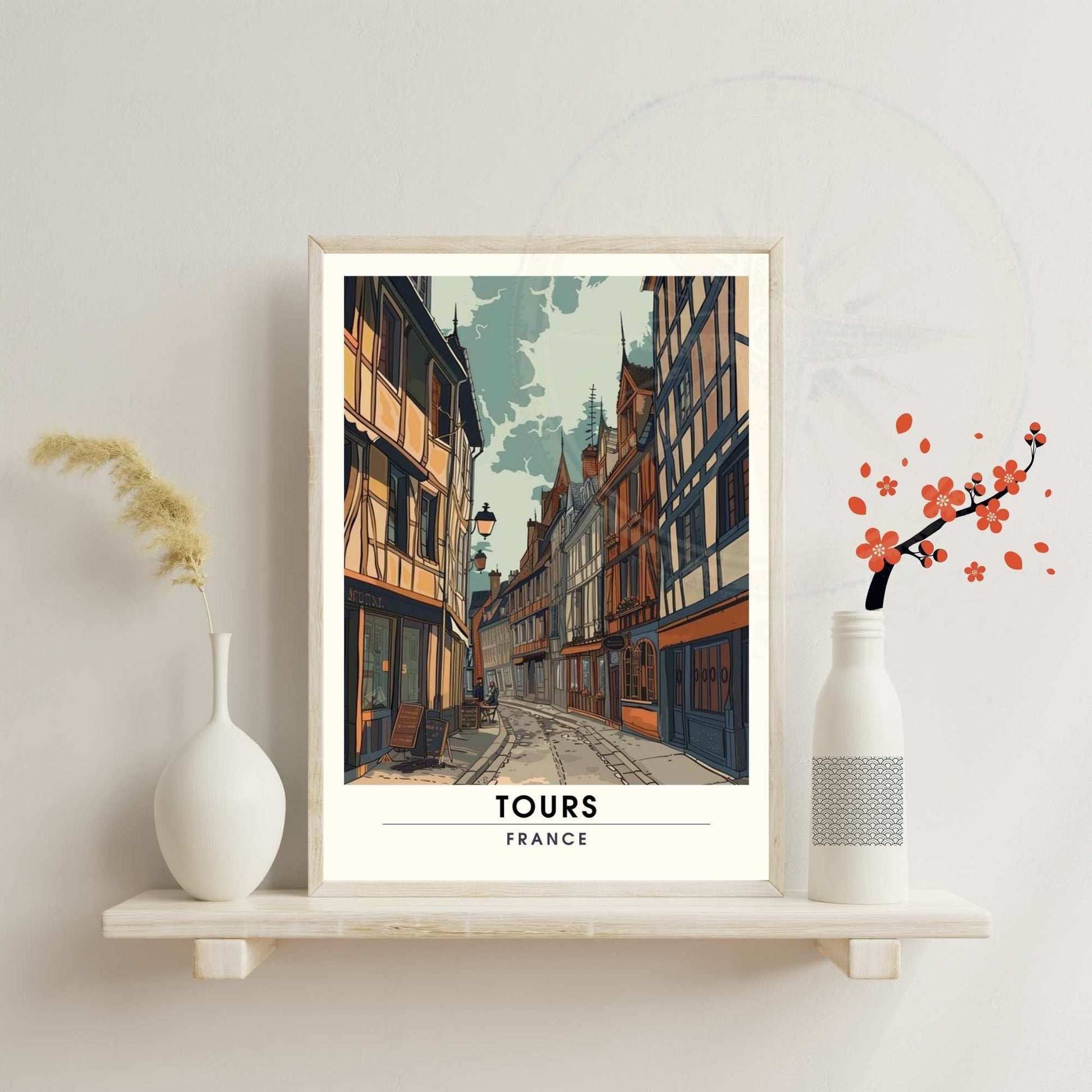 Affiche Tours - impression de voyage Tours, France - Affiche vintage Tours