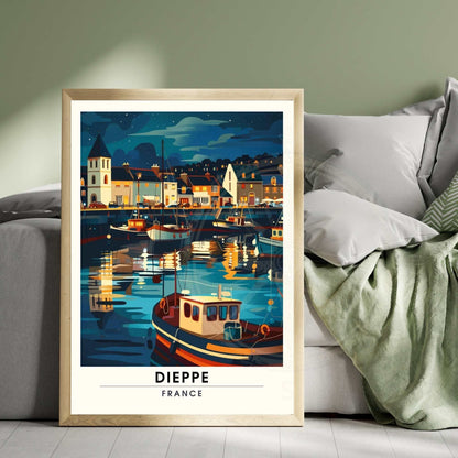 Affiche Dieppe - impression de voyage Dieppe, France - Impression Dieppe - Une nuit au Port de Dieppe