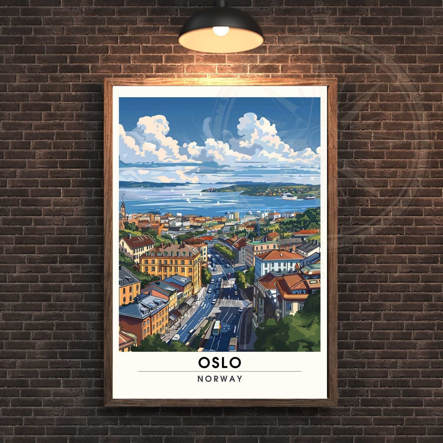 Affiche Oslo - impression de voyage Oslo, Norvège - Impression Norvège - Vue de ciel