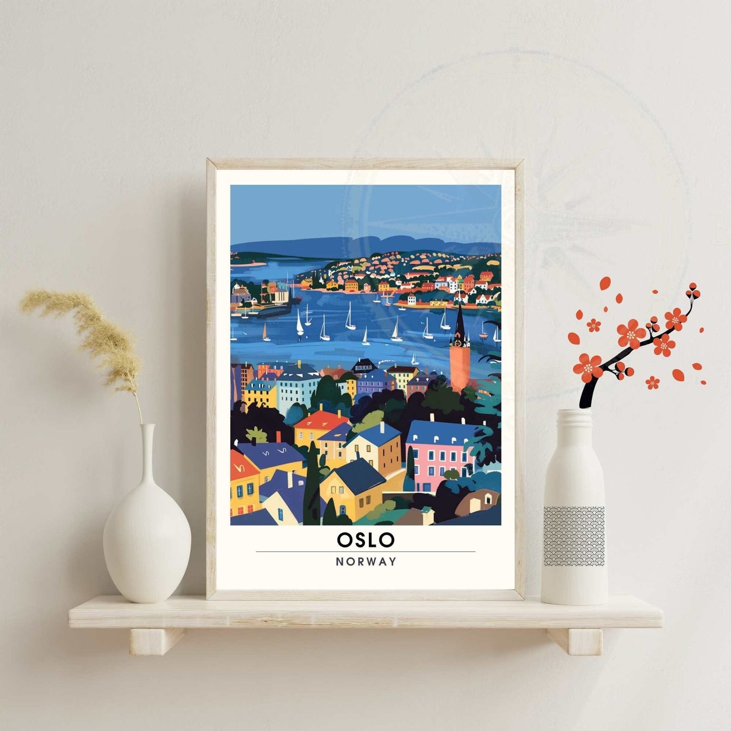 Affiche Oslo - impression de voyage Oslo, Norvège - Impression Norvège - Vue de ciel