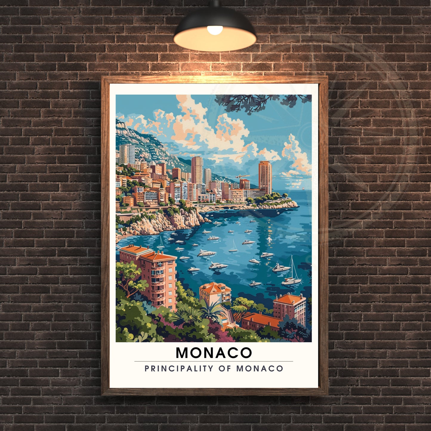 Affiche Monaco - impression de voyage Monaco - Impression Monte-Carlo vue de ciel