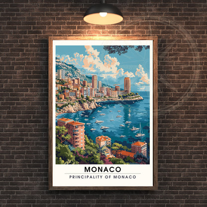 Affiche Monaco - impression de voyage Monaco - Impression Monte-Carlo vue de ciel