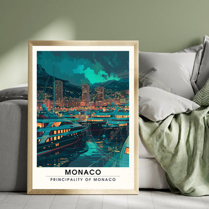 Affiche Monaco - impression de voyage Monaco - Impression Monte-Carlo la nuit