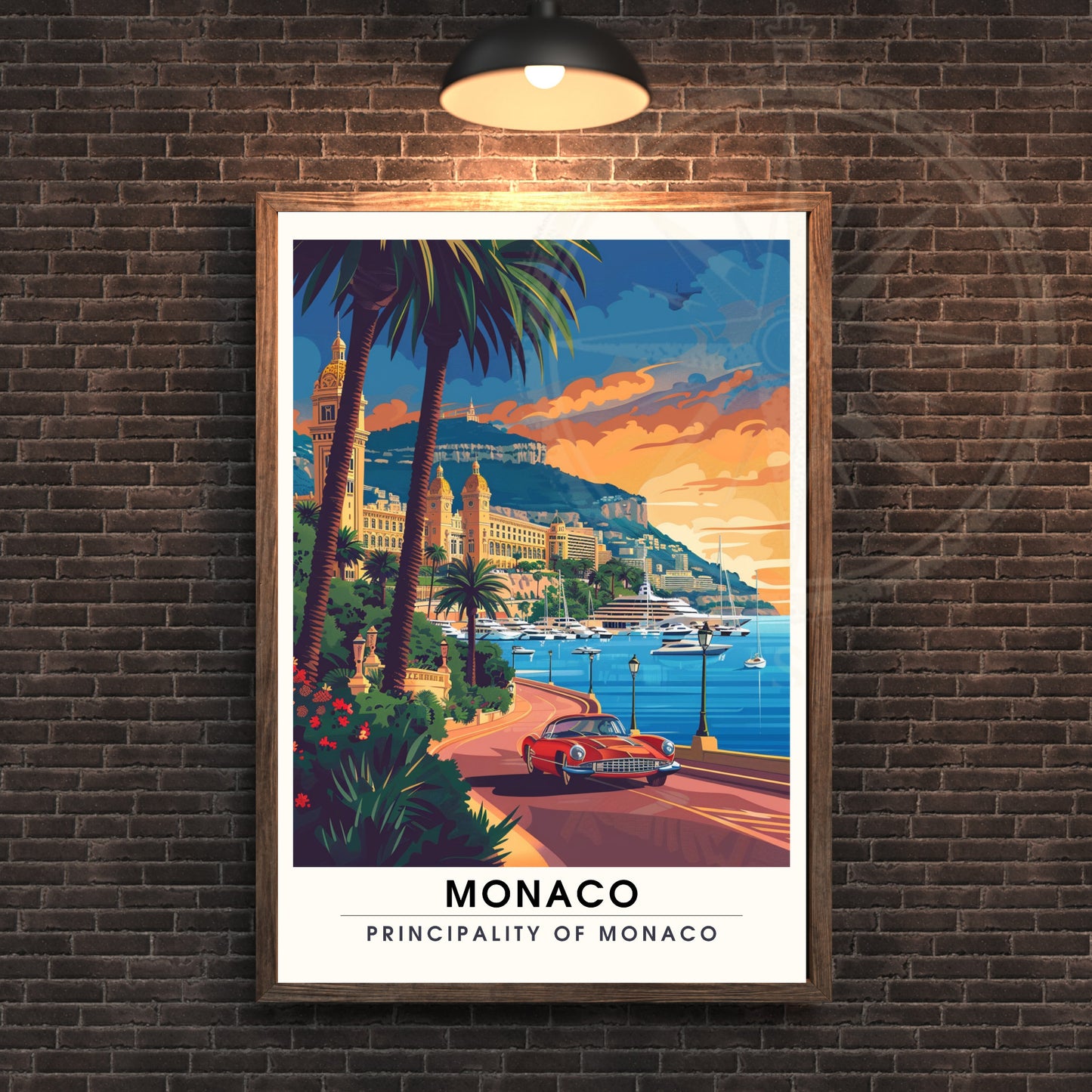 Affiche Monaco - impression de voyage Monaco - Impression Monte-Carlo au coucher de soleil