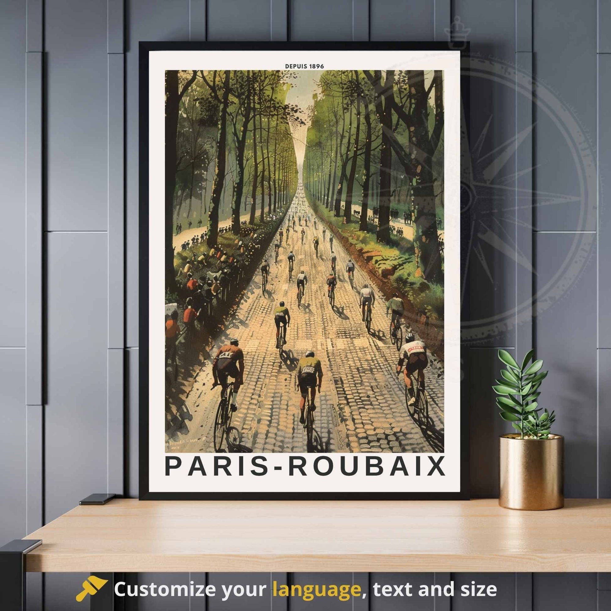 Impression Paris- Roubaix | Affiche cyclisme Paris- Roubaix - course cycliste Paris-Roubaix