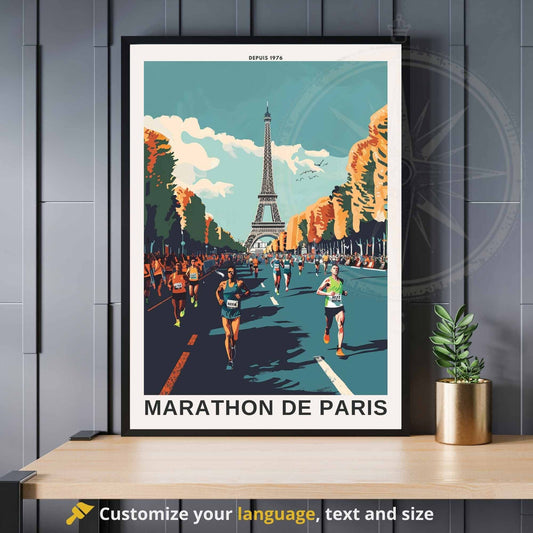 Impression Marathon de Paris | Affiche Marathon de Paris - Vue sur la Tour Eiffel