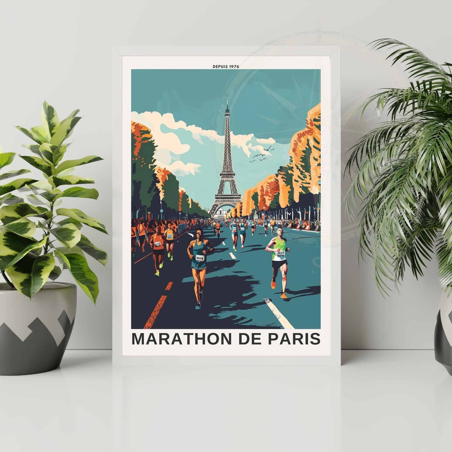 Impression Marathon de Paris | Affiche Marathon de Paris - Vue sur la Tour Eiffel