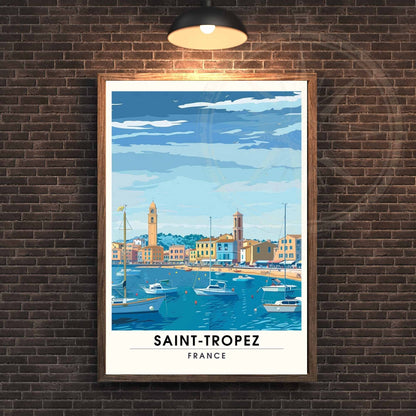 Affiche Saint-Tropez - impression de voyage Saint-Tropez, France - Vue sur le port de Saint-Tropez