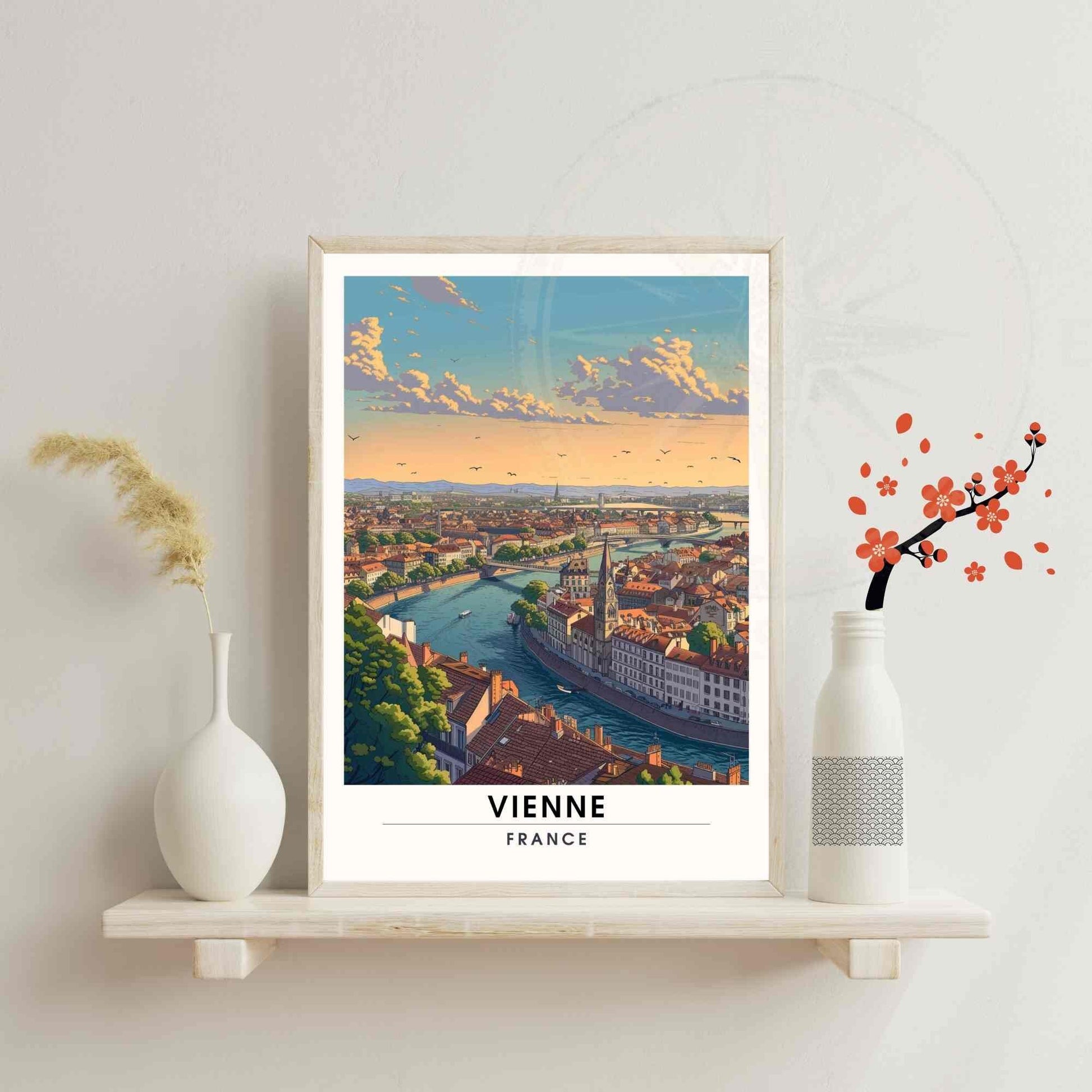 Affiche Vienne - impression de voyage Vienne, France - vue sur le Rhône