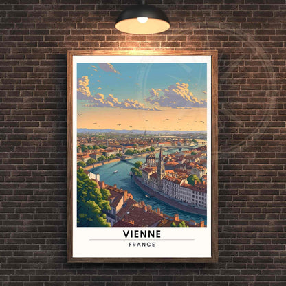 Affiche Vienne - impression de voyage Vienne, France - vue sur le Rhône