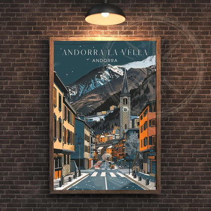 Affiche Andorre - Affiche Andorre-la-Vieille - impression de voyage Andorre-la-Vieille