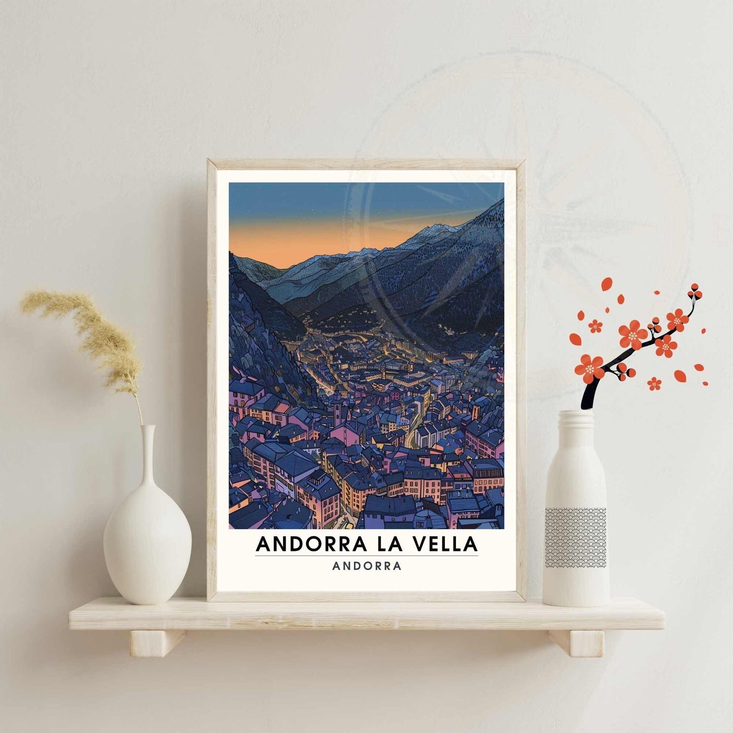 Affiche Andorre - Affiche Andorre-la-Vieille - impression de voyage Andorre-la-Vieille nuit