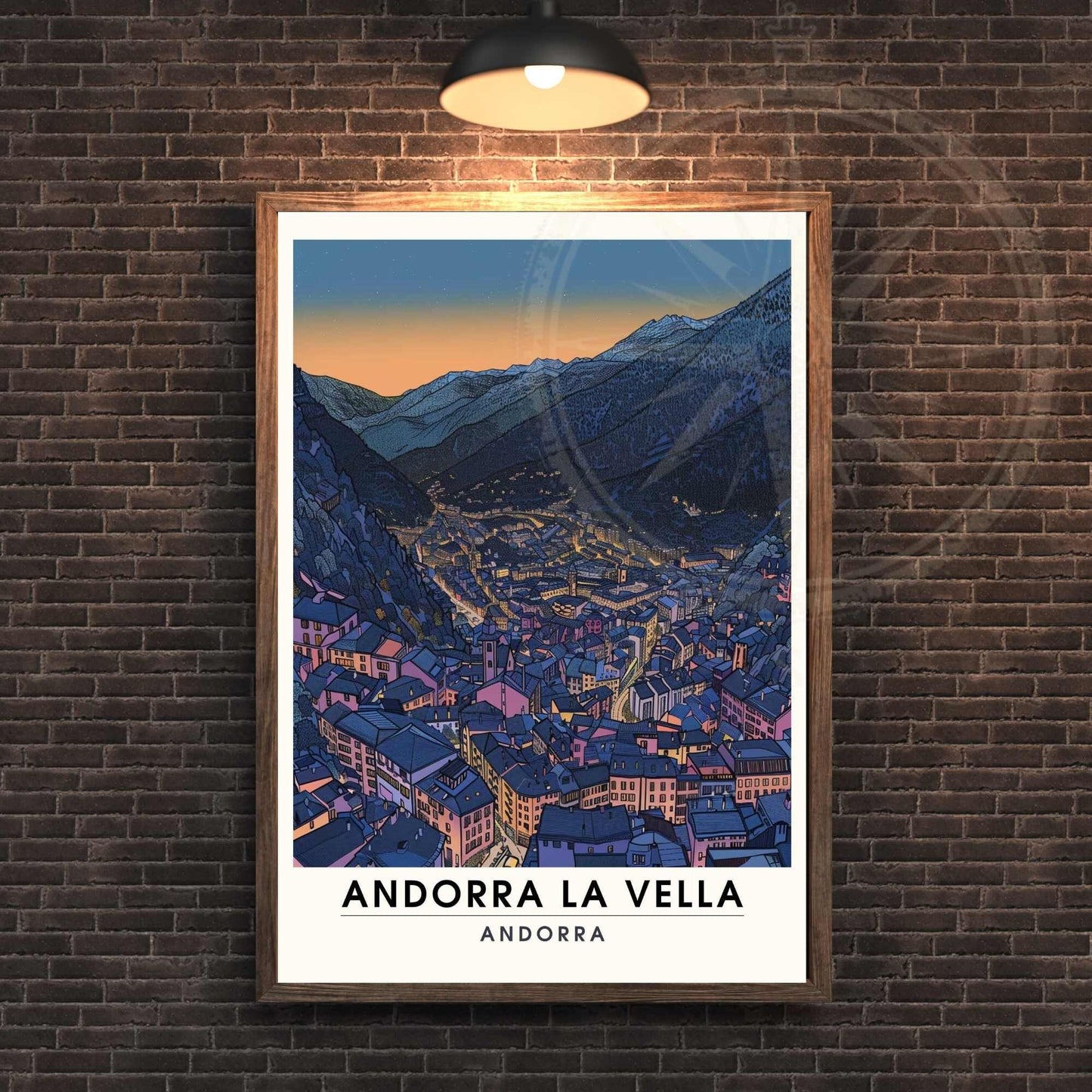 Affiche Andorre - Affiche Andorre-la-Vieille - impression de voyage Andorre-la-Vieille nuit