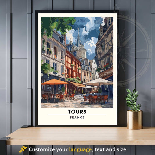 Affiche Tours - impression de voyage Tours, France - Vieux-Tours