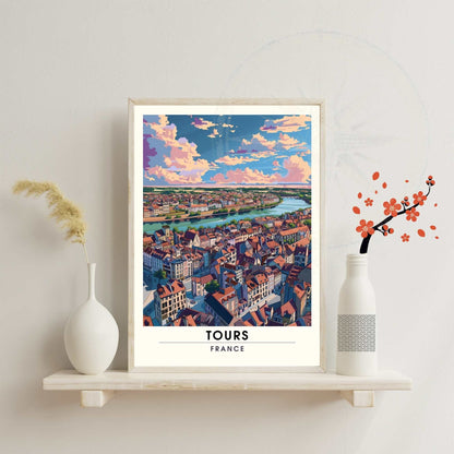 Affiche Tours - impression de voyage Tours, France - Vue sur la Loire