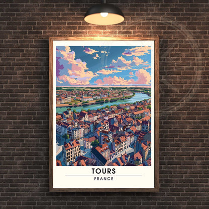 Affiche Tours - impression de voyage Tours, France - Vue sur la Loire