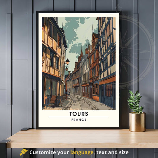 Affiche Tours - impression de voyage Tours, France - Affiche vintage Tours