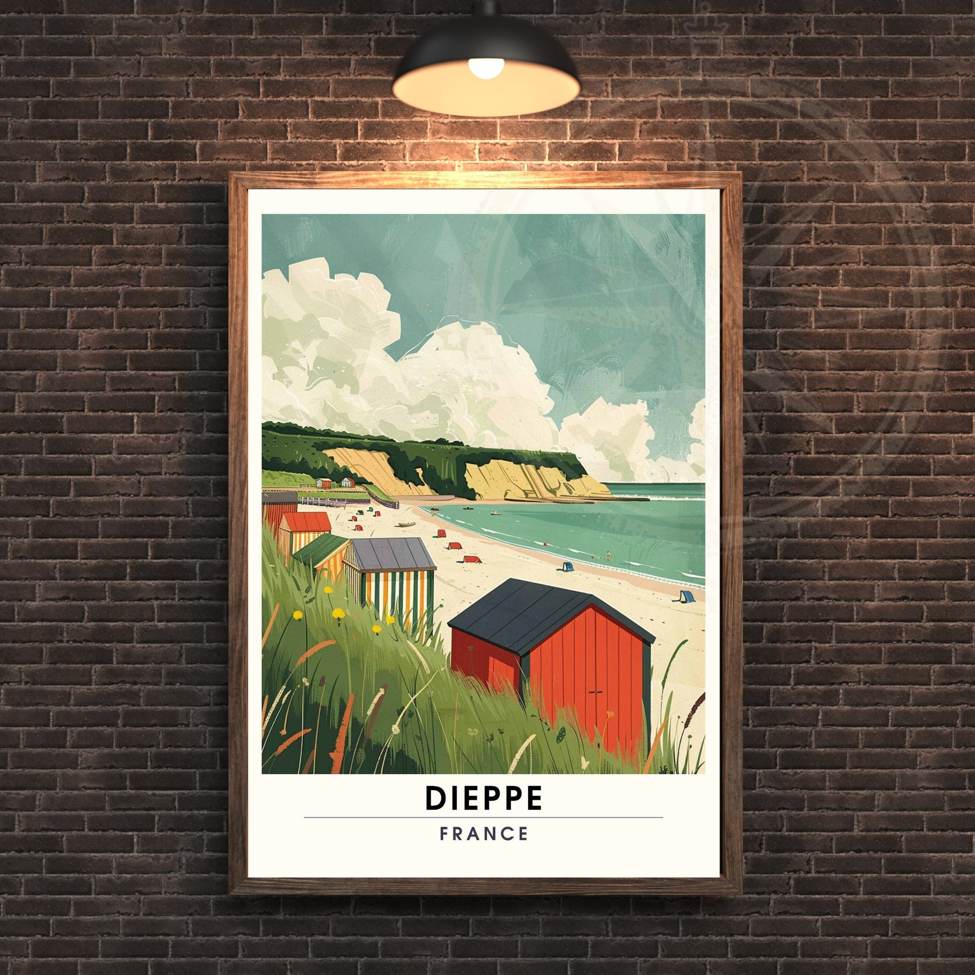 Affiche Dieppe - impression de voyage Dieppe, France - Impression Dieppe - Affiche Plage de Dieppe