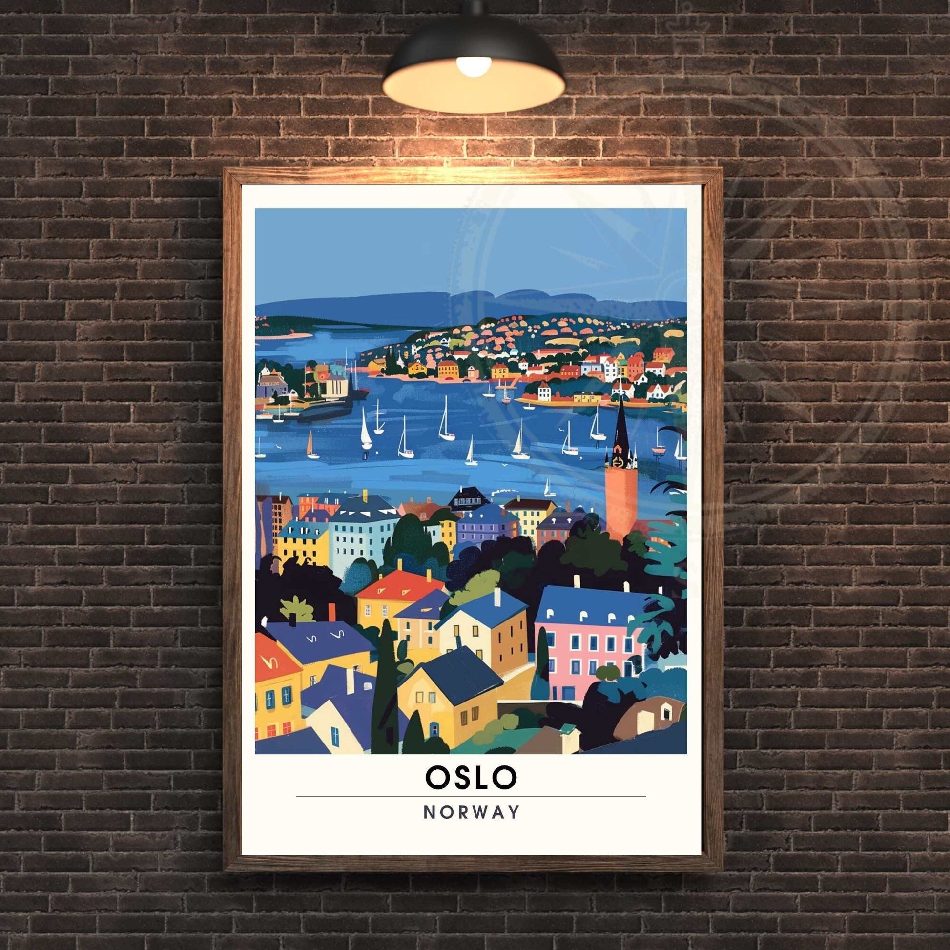 Affiche Oslo - impression de voyage Oslo, Norvège - Impression Norvège - Vue de ciel