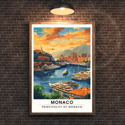 Affiche Monaco - impression de voyage Monaco - Impression Monte-Carlo au coucher de soleil